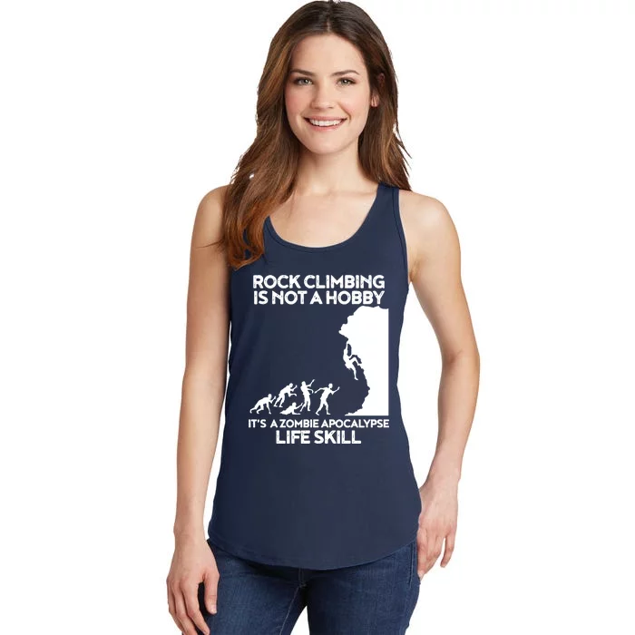 Funny Climbing Zombie Escape Rock Climber Tee Ladies Essential Tank