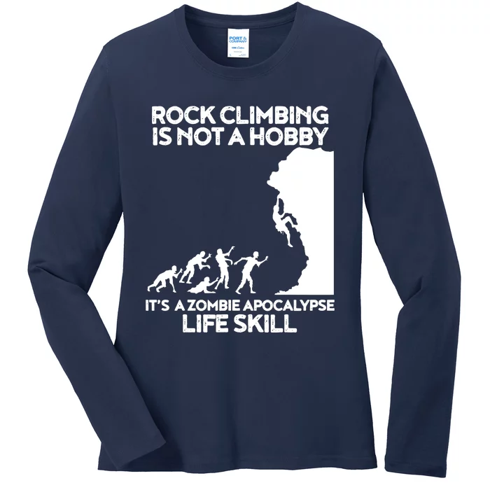 Funny Climbing Zombie Escape Rock Climber Tee Ladies Long Sleeve Shirt