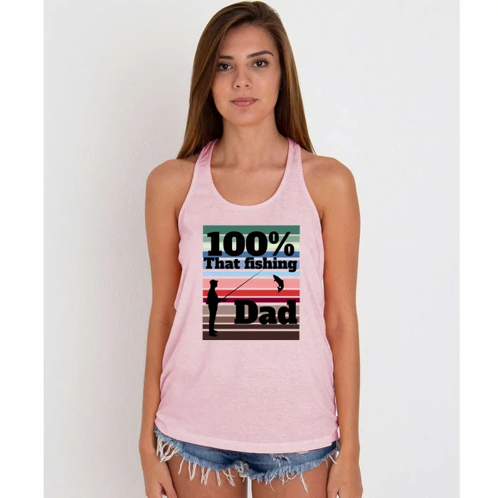 Father's Day 100 Fishing Dad Gift Fishing Rod Women's Knotted Racerback Tank