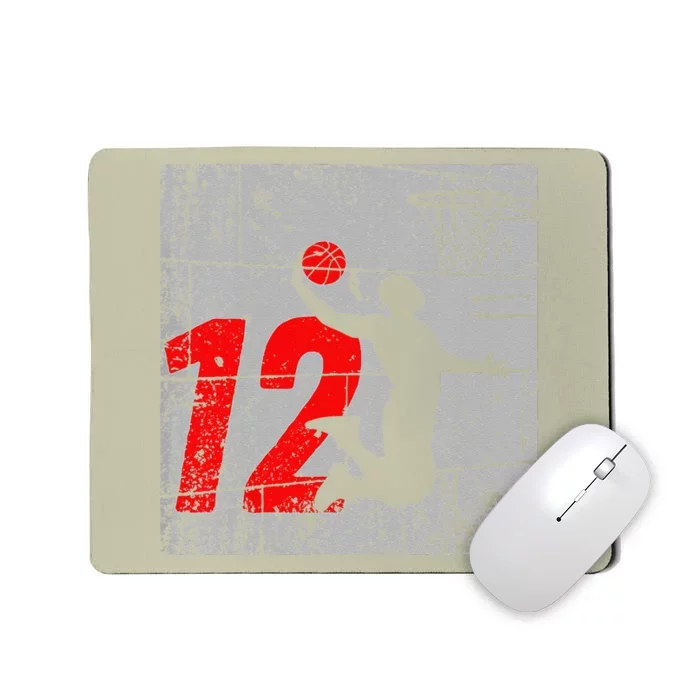 Funny Distressed 12 Year Old 12th Basketball Birthday Slam Dunk Mousepad