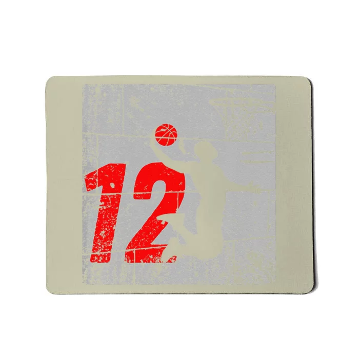 Funny Distressed 12 Year Old 12th Basketball Birthday Slam Dunk Mousepad