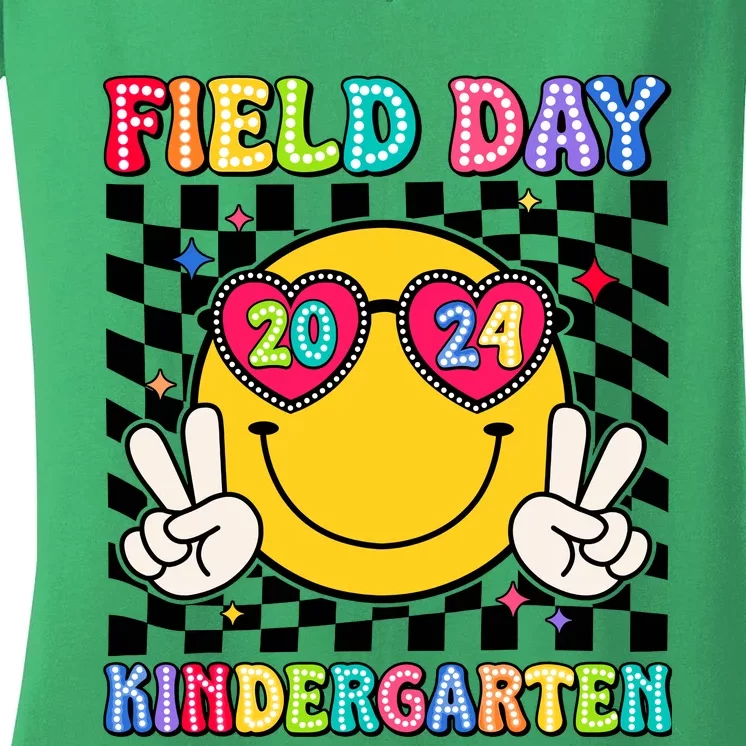 Field Day 2024 Kindergarten Fun Day Sunglasses Field Trip Women's V-Neck T-Shirt