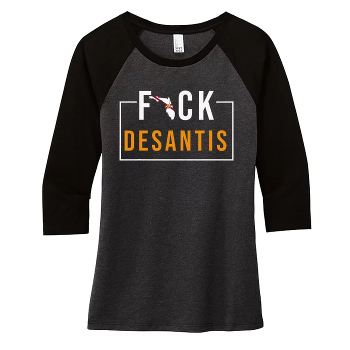 F Desantis 2024 florida flag Anti Ron Desantis 2024 Sucks Women's Tri-Blend 3/4-Sleeve Raglan Shirt