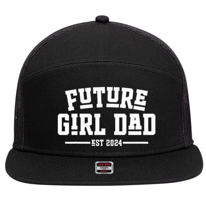 Future Dad 2024 First Time Daddy Gifts 7 Panel Mesh Trucker Snapback Hat