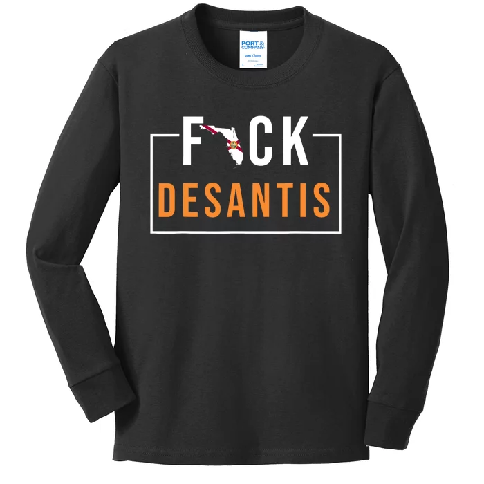 F Desantis 2024 Florida Flag Anti Ron Desantis 2024 Sucks Kids Long Sleeve Shirt