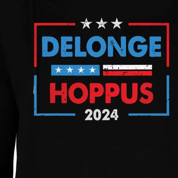 Funny Delongehoppus 2024 For President Womens Funnel Neck Pullover Hood