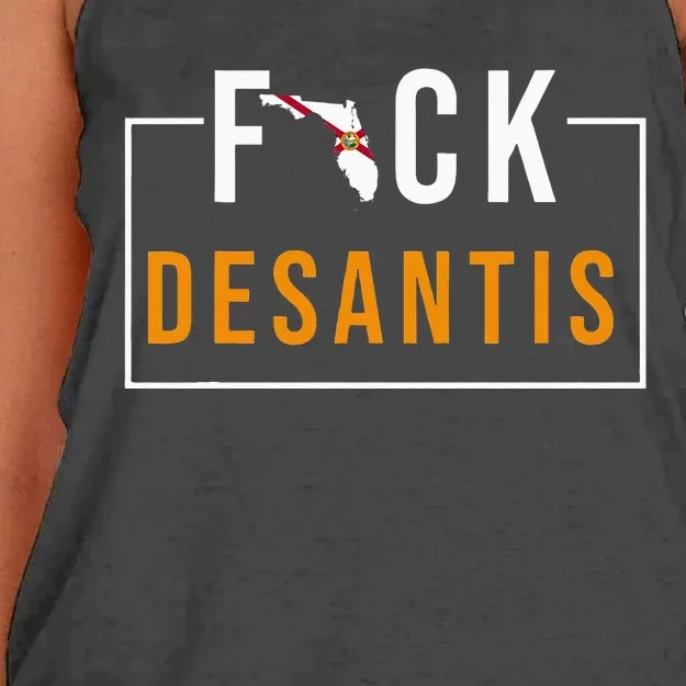 F Desantis 2024 Florida Flag Anti Ron Desantis 2024 Sucks Women's Knotted Racerback Tank