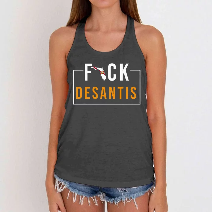 F Desantis 2024 Florida Flag Anti Ron Desantis 2024 Sucks Women's Knotted Racerback Tank