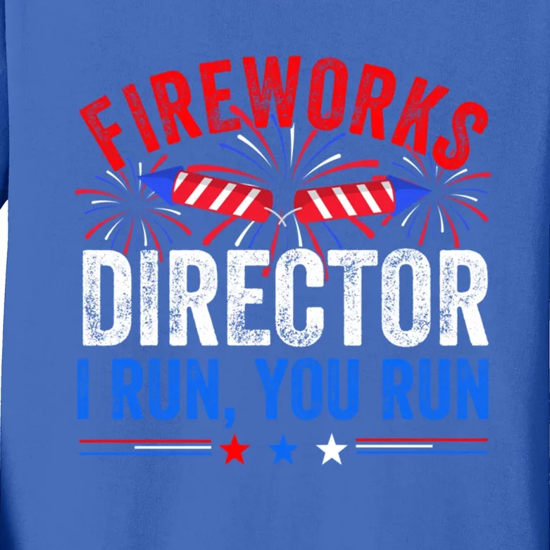 Firework Director 4th Of July Celebration American Flag Cool Gift Kids Long Sleeve Shirt