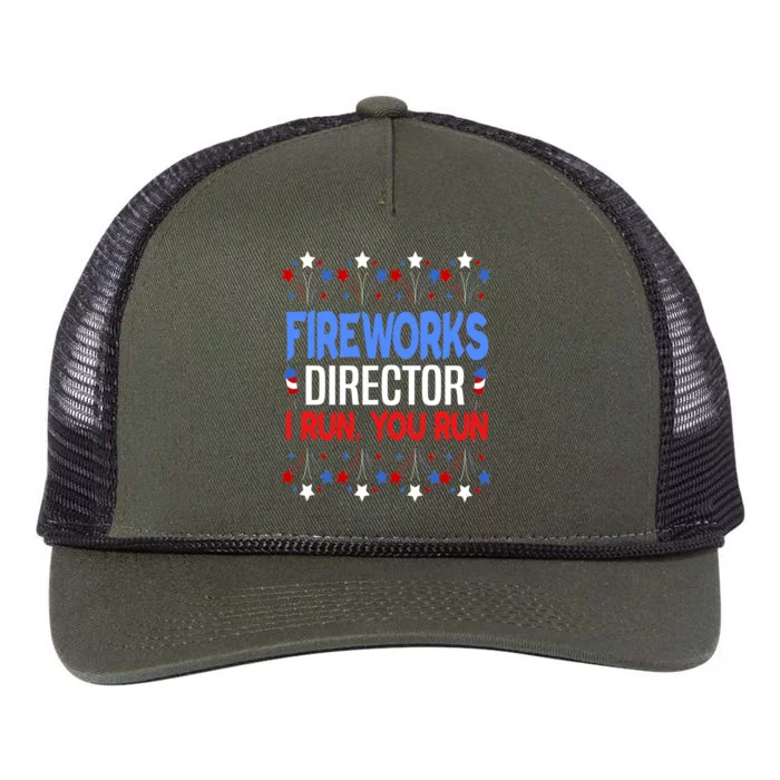 Fireworks Director 4th Of July Funny Firework Director I Run Gift Retro Rope Trucker Hat Cap