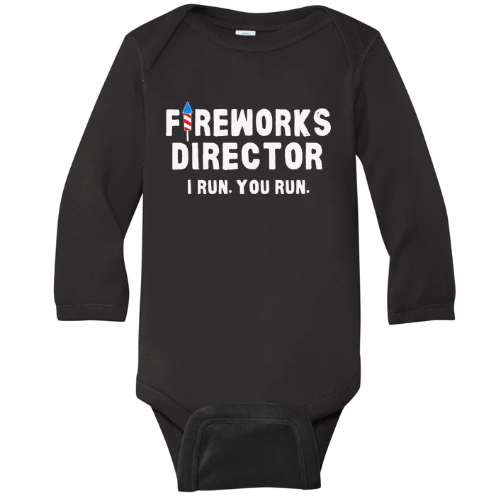 Fireworks Director 4th of July US Patriotic Pride Baby Long Sleeve Bodysuit