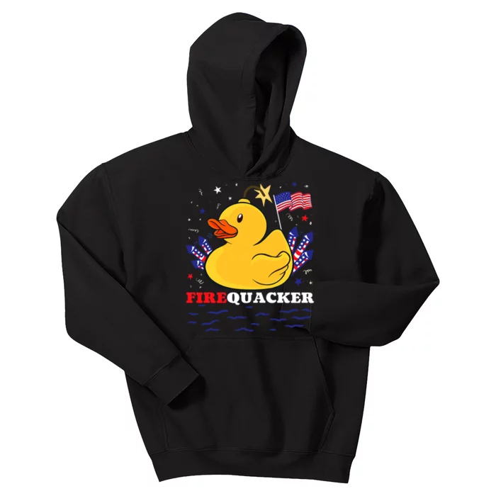 Firecracker Duck 4th Of July Patriotic Day Usa Flag Funny Kids Hoodie