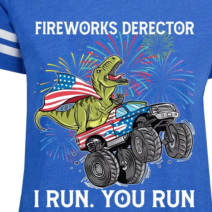 Fireworks Director 4th Of July Dinosaur Trex Monster Truck Great Gift Enza Ladies Jersey Football T-Shirt