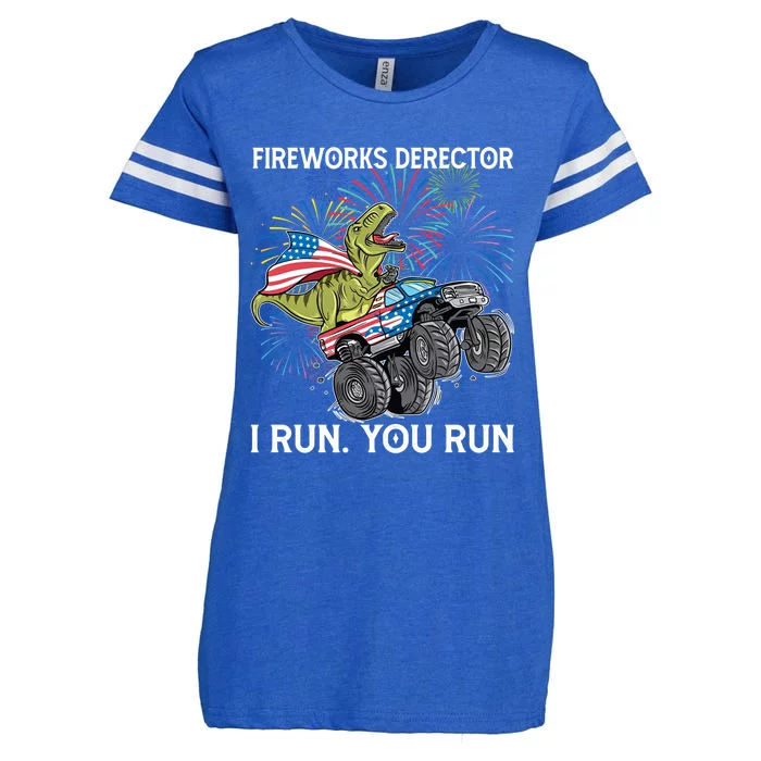 Fireworks Director 4th Of July Dinosaur Trex Monster Truck Great Gift Enza Ladies Jersey Football T-Shirt