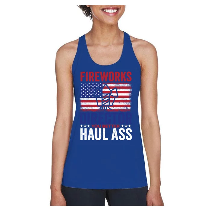 Fireworks Director 4th Of July Fan Fireworks Gift Women's Racerback Tank