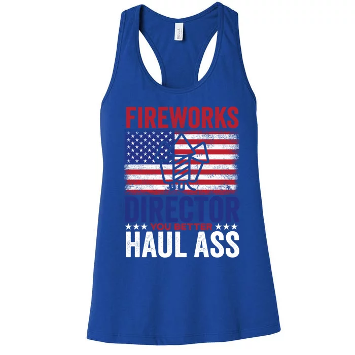 Fireworks Director 4th Of July Fan Fireworks Gift Women's Racerback Tank