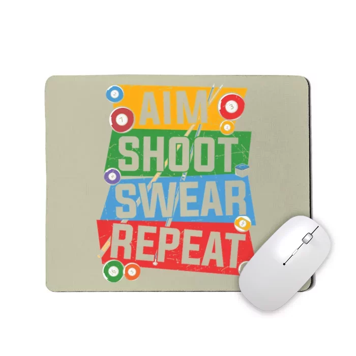 Father's Day Aim Shoot Swear Repeat Billiards Dad Gift For Dad Mousepad