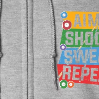 Father's Day Aim Shoot Swear Repeat Billiards Dad Gift For Dad Full Zip Hoodie