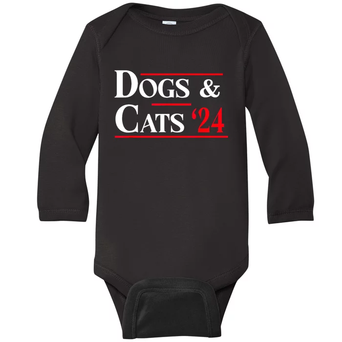 Funny Dogs And Cats 2024 Theyre Eating The Dogs Gift Baby Long Sleeve Bodysuit