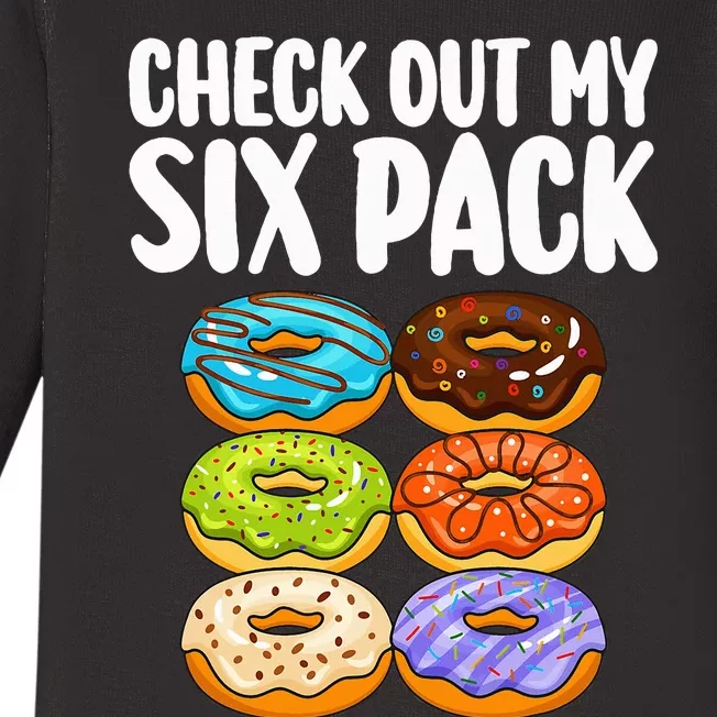 Funny Donut Art For Doughnut Lover Gym Six Pack Baby Long Sleeve Bodysuit