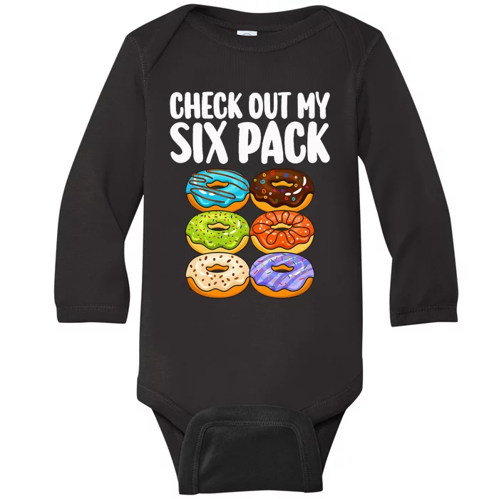 Funny Donut Art For Doughnut Lover Gym Six Pack Baby Long Sleeve Bodysuit