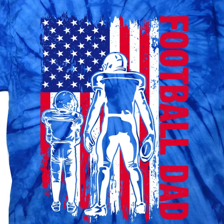 Football Dad American Flag Papa Daddy Fathers Day Cute Gift Tie-Dye T-Shirt