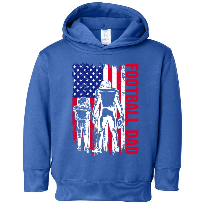 Football Dad American Flag Papa Daddy Fathers Day Cute Gift Toddler Hoodie