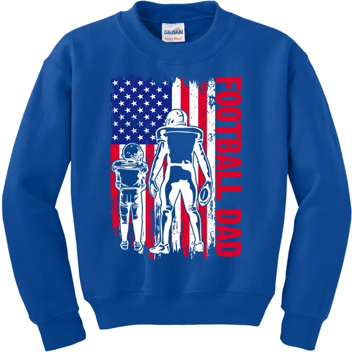 Football Dad American Flag Papa Daddy Fathers Day Cute Gift Kids Sweatshirt