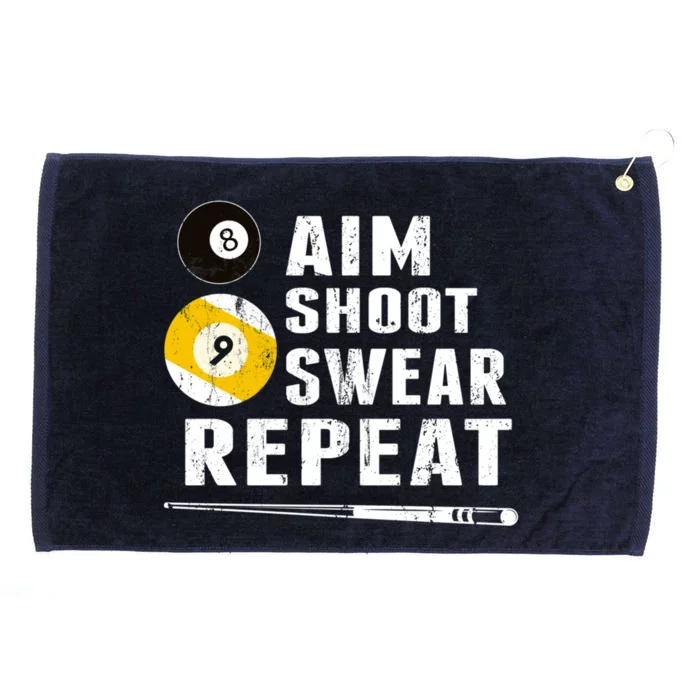 Father's Day Aim Shoot Swear Repeat Billiards Gift For Dad Grommeted Golf Towel