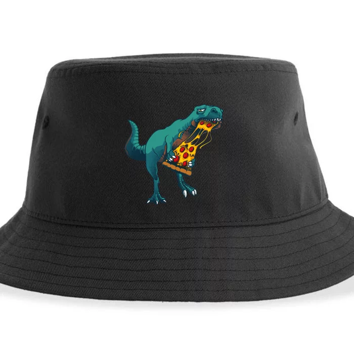 Funny Dinosaur Art For  Dinosaur Pizza Slice Lover Sustainable Bucket Hat