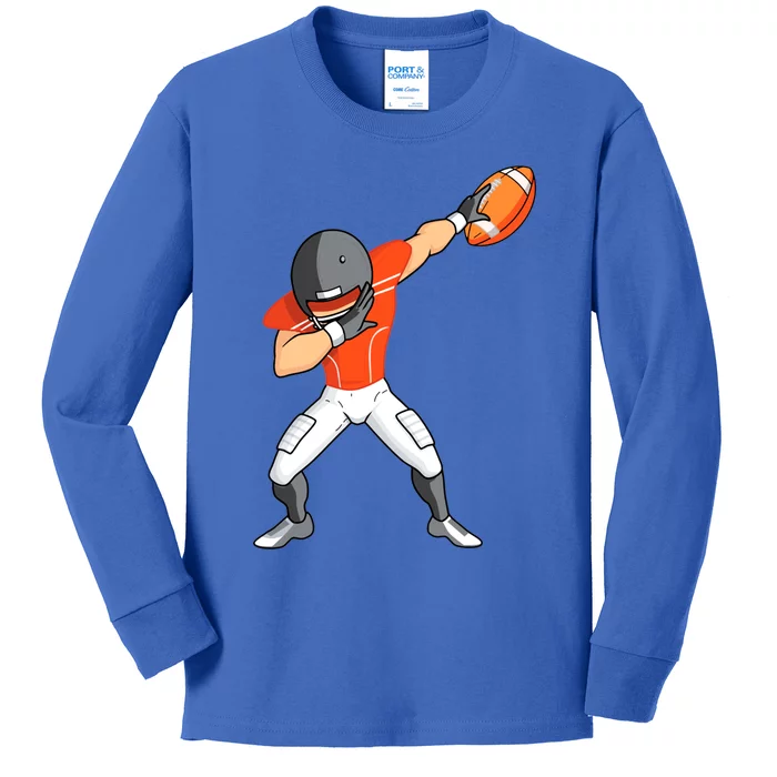 Footballer Dabbing American Football Funny Dab Gift Kids Long Sleeve Shirt