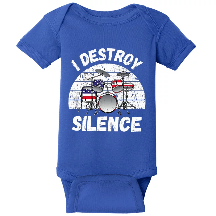 Funny Drum Accessories with American Flag Baby Bodysuit