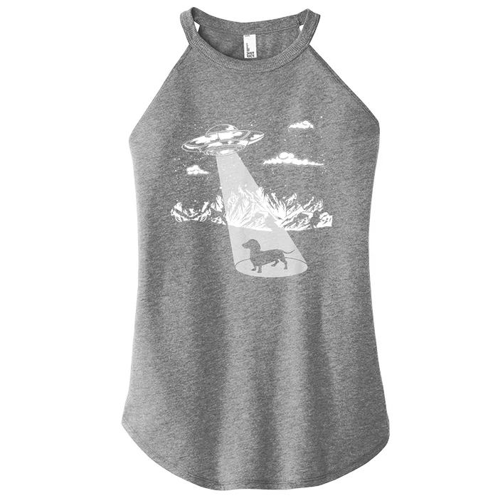 Funny Dachshund Alien Abduction Weiner Dog Gift Women’s Perfect Tri Rocker Tank