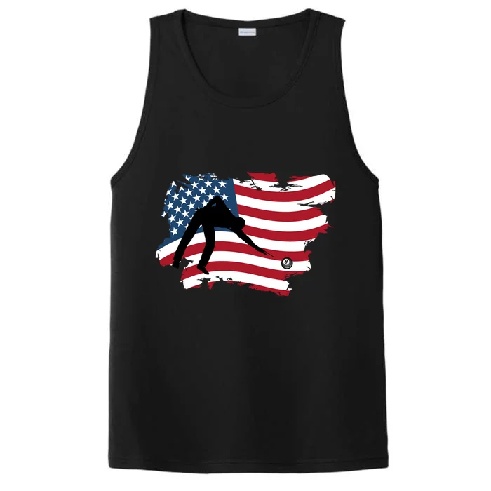 Father's Day American Flag Snooker Billiards Lover Retro Gift For Dad Performance Tank