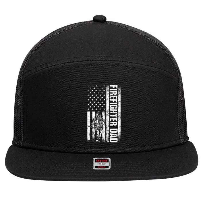 firefighter dad american flag fireman daddy fars day 7 Panel Mesh Trucker Snapback Hat