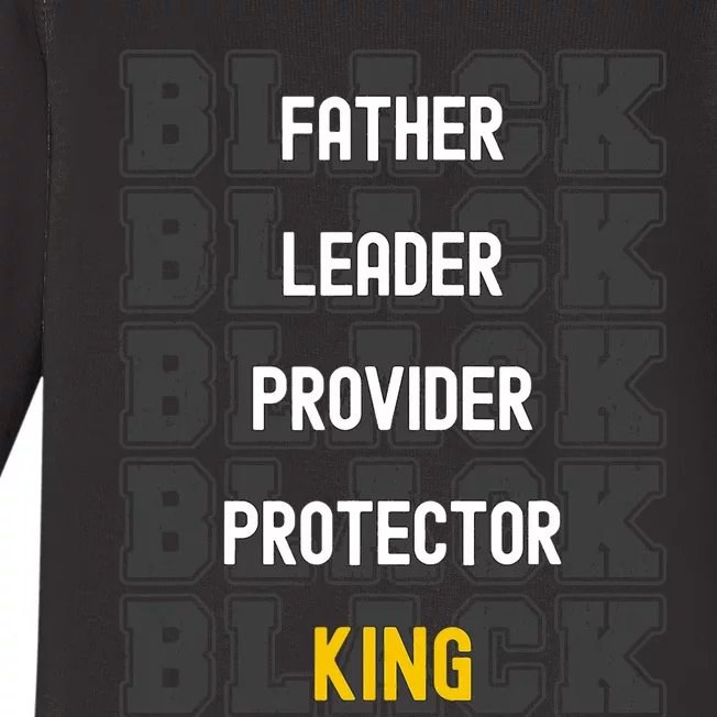 Fathers Day African American Father Leader Black King Dad Baby Long Sleeve Bodysuit