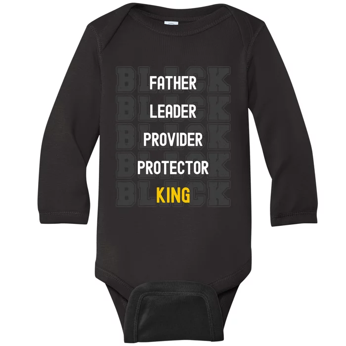 Fathers Day African American Father Leader Black King Dad Baby Long Sleeve Bodysuit