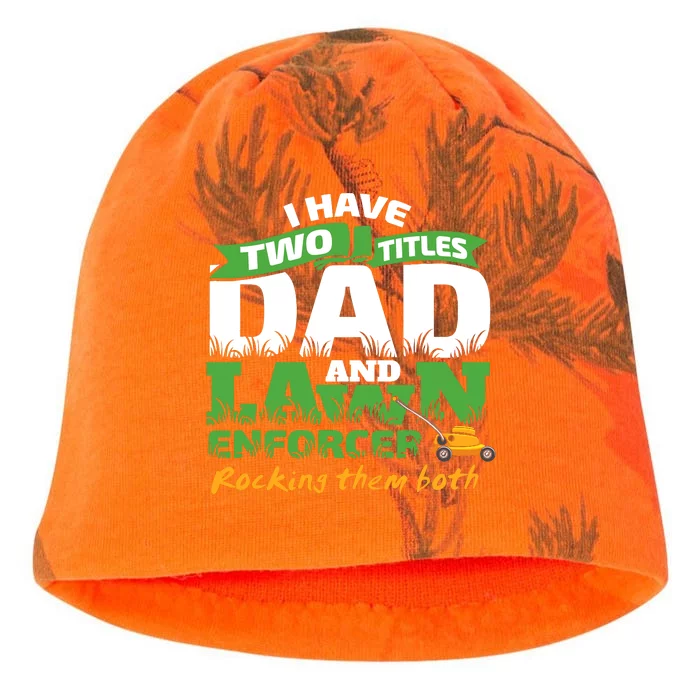 Funny Dad And Lawn Enforcer Mowing Joke Kati - Camo Knit Beanie