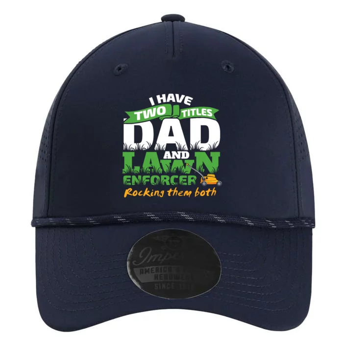 Funny Dad And Lawn Enforcer Mowing Joke Performance The Dyno Cap