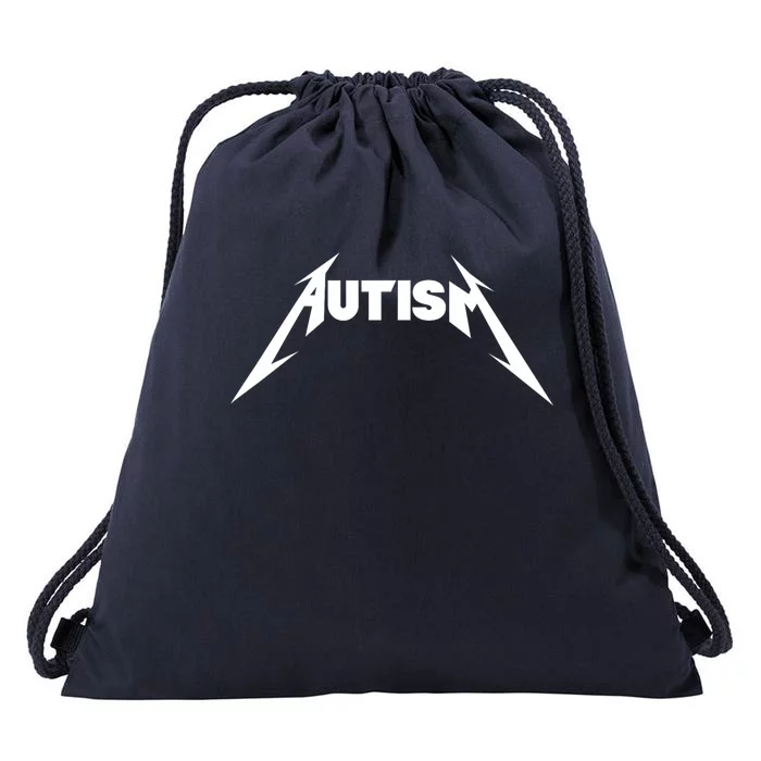 Funny Design Autism Skeleton Meme Metal Rock Cute Drawstring Bag