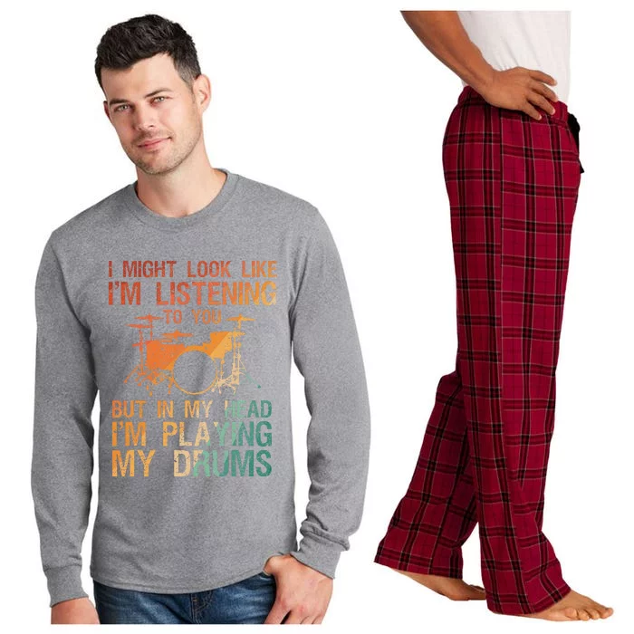 Funny Drummer Art For Drum Player Percussion Lover Long Sleeve Pajama Set