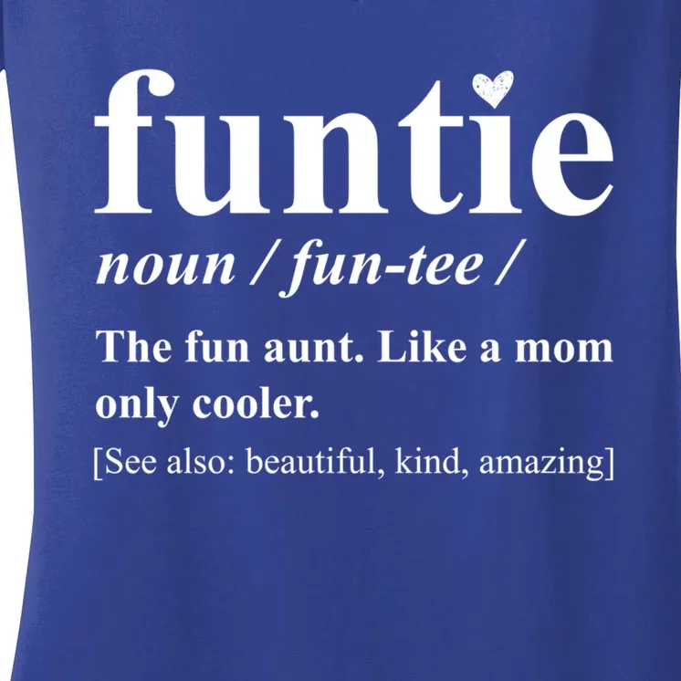 Funtie Definition Auntie Aunt Mothers Day Cool Gift Women's V-Neck T-Shirt