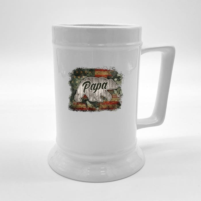 Father's Day Amreican Flag Papa Bear Matchhing Family Gift Front & Back Beer Stein