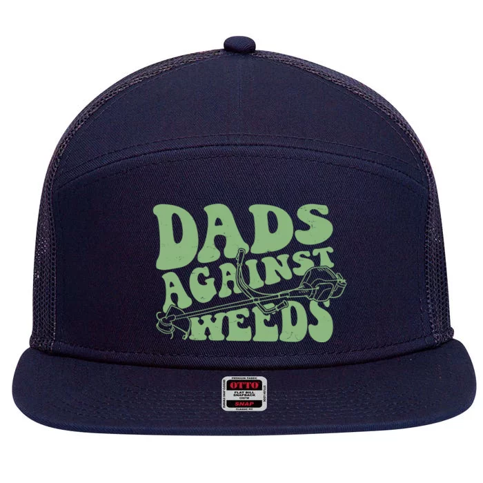 Funny Dads Against Weeds Lawn Weed Wacker 7 Panel Mesh Trucker Snapback Hat