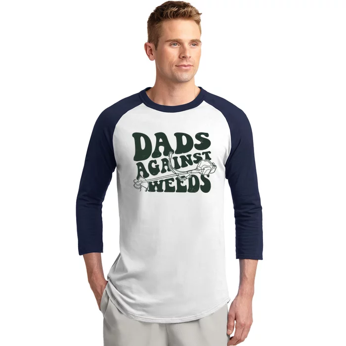 Funny Dads Against Weeds Lawn Weed Wacker Baseball Sleeve Shirt