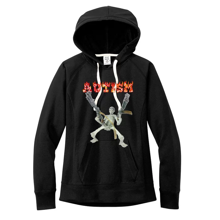 Funny Design Autism Skeleton Meme For Women Women's Fleece Hoodie