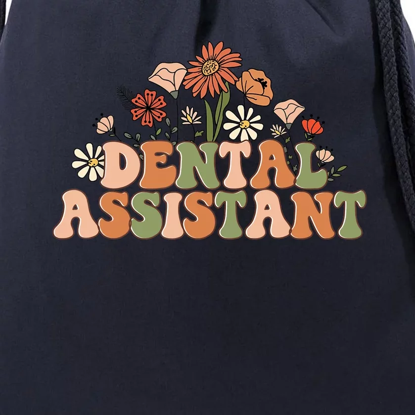 Floral Dental Assistant Funny Dental Life Dental Squad Drawstring Bag