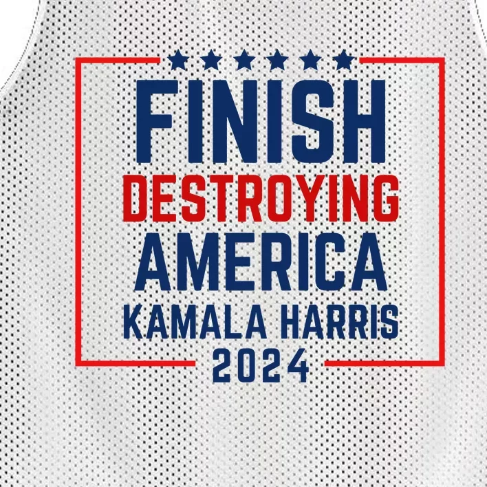 Finish Destroying America Kamala Harris 2024 Mesh Reversible Basketball Jersey Tank