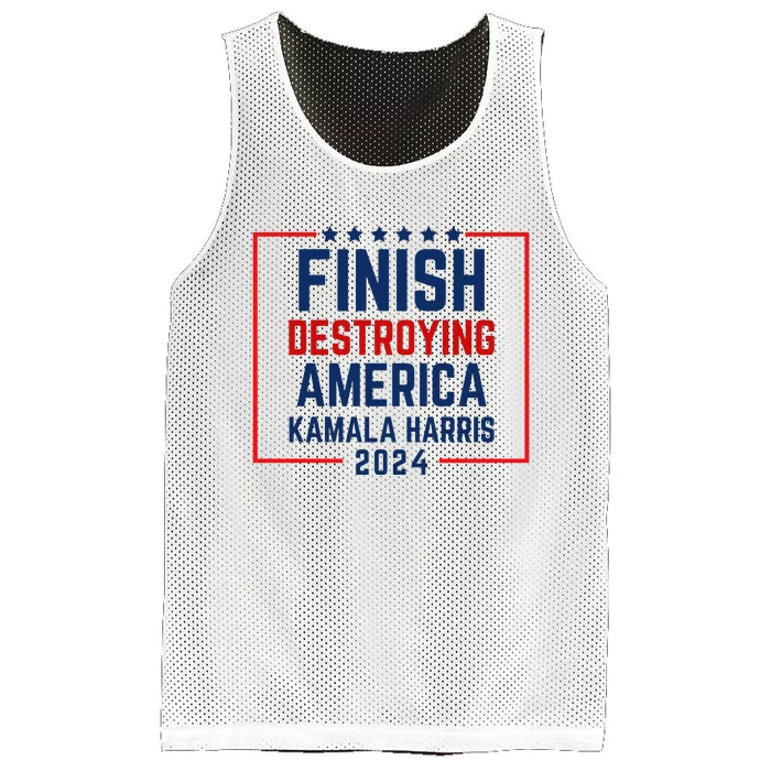 Finish Destroying America Kamala Harris 2024 Mesh Reversible Basketball Jersey Tank