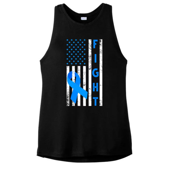 Fight Diabetes Awareness USA Flag Ladies Tri-Blend Wicking Tank